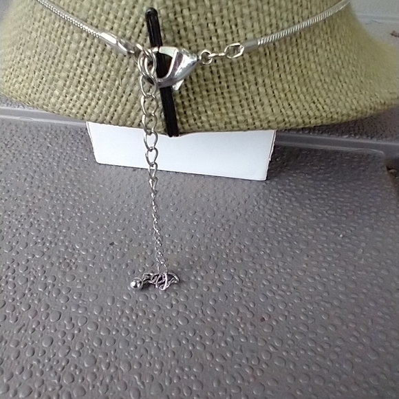 Women's silver tone runway statement necklace. - Picture 3 of 5